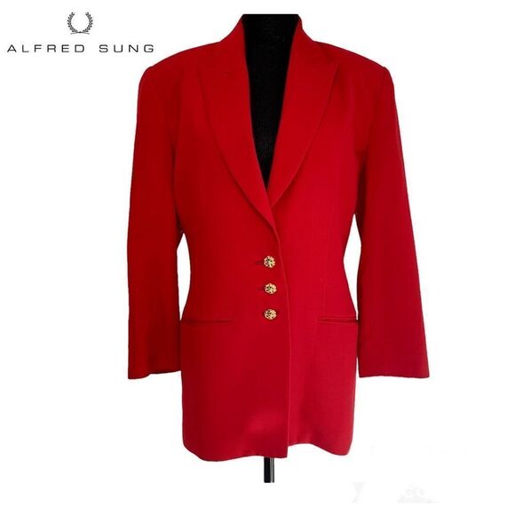 ALFRED Sung Vintage Red Blazer Jacket Sz 2 - Picture 10 of 10